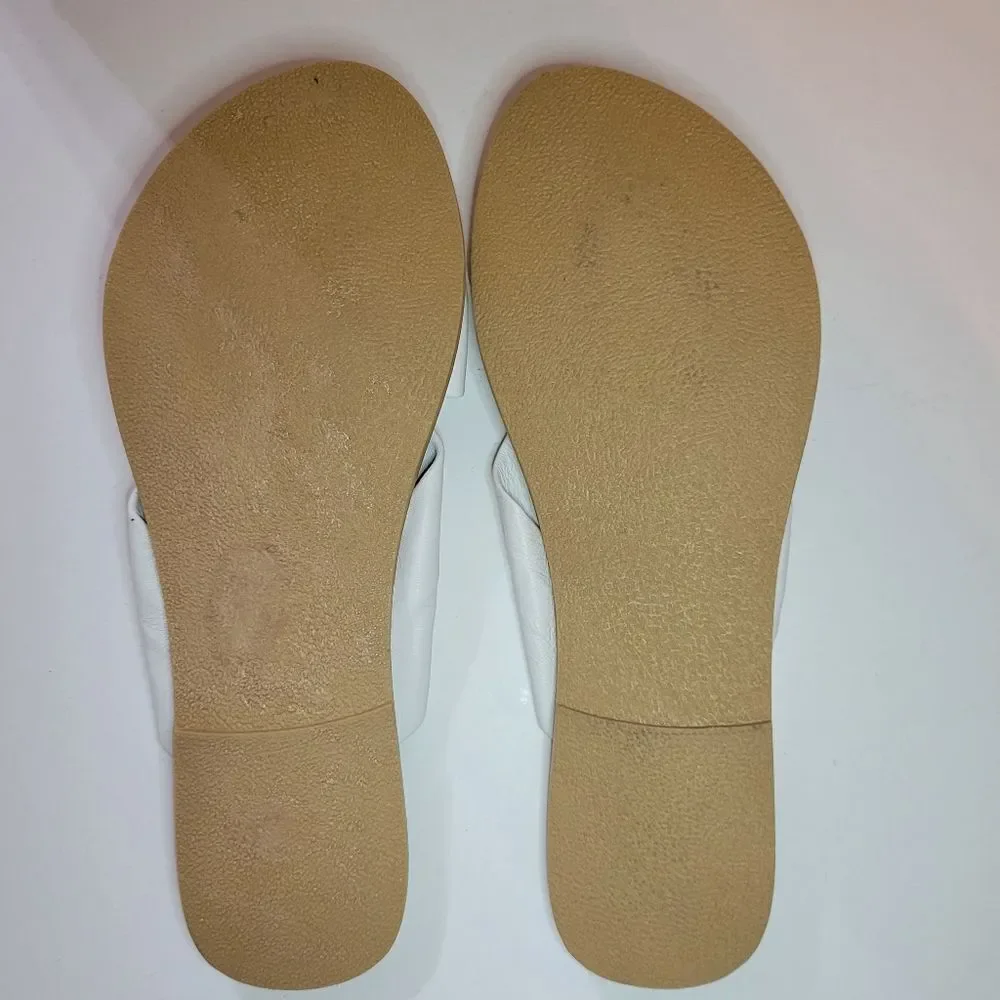 Matisse for Anthropologie White Leather Knotty Slide Flat Sandals